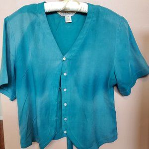 Teal Silk Blouse